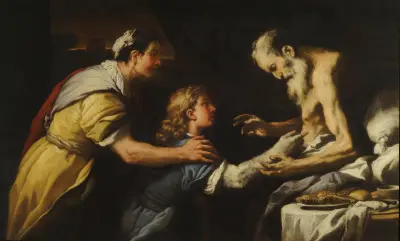 Jakob introduceras för Isak av Luca Giordano