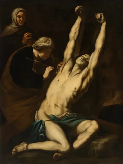 Der heilige Sebastian wird von der heiligen Irene gepflegt von Luca Giordano