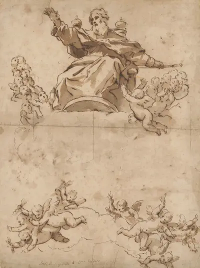 Der Allmächtige mit Engeln von Luca Giordano
