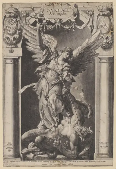 Archangel Michael kills the devil av Lucas Kilian