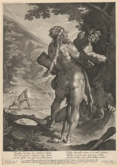 Hercules wrestles with Antaeus av Lucas Kilian