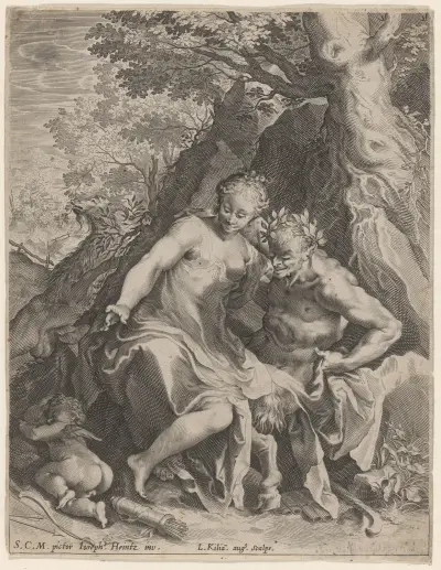 Nymphe auf dem Knie eines Satyrs von Lucas Kilian