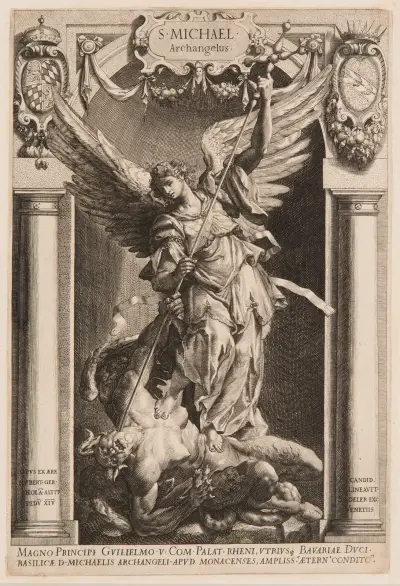Der Erzengel Michael besiegt Satan in einer Nische von Lucas Kilian