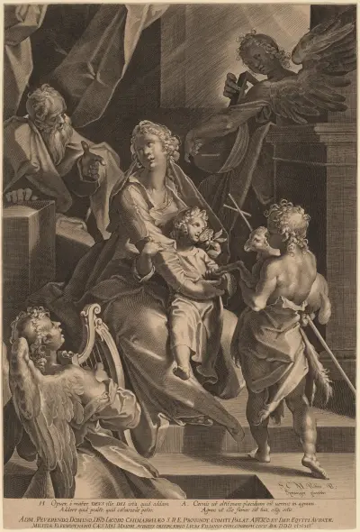 Die Heilige Familie und zwei Engel von Lucas Kilian