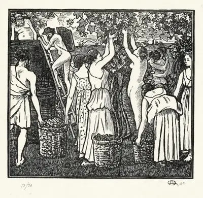 De wijnoogst av Lucien Pissarro