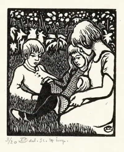Drie kinderen av Lucien Pissarro