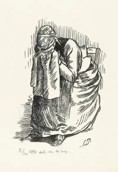 Huilende vrouw av Lucien Pissarro