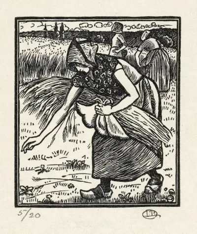 Ruth verzamelt aren av Lucien Pissarro