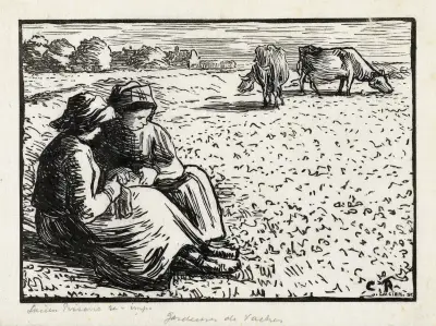 Twee veehoedsters av Lucien Pissarro