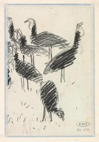 Zes vogels av Lucien Pissarro