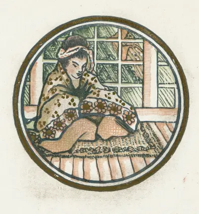 Zittende Japanse vrouw av Lucien Pissarro