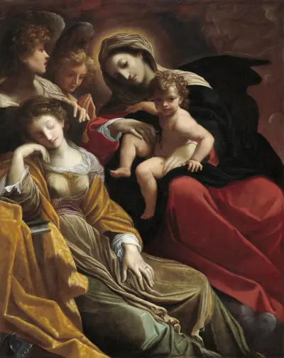 The Dream of Saint Catherine of Alexandria av Ludovico Carracci