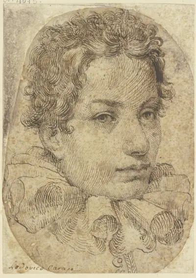 Young man with ruff av Ludovico Carracci