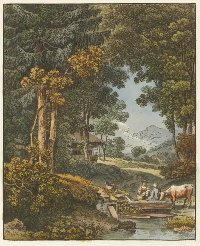 Am Brunnen av Johann Ludwig Aberli