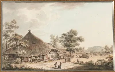 Bondgård i Seeland av Johann Ludwig Aberli
