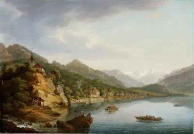 Brienz och Brienzsjön av Johann Ludwig Aberli