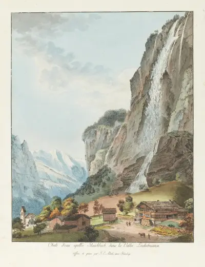 Vattenfallet Staubbach i Lauterbrunnendalen av Johann Ludwig Aberli