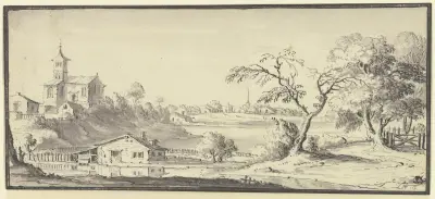 Landschaft mit einem Fluß av Johann Ludwig Aberli