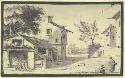 Gata i en by av Johann Ludwig Aberli