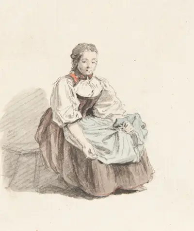 Studie av en bondkvinna i folkdräkt av Johann Ludwig Aberli