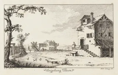 Omnejd kring Bern [Landskap med bondgård] av Johann Ludwig Aberli