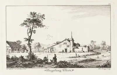 Omnejden av Bern [Landskap med bondgård] av Johann Ludwig Aberli
