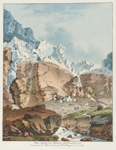 En del av Grindelwalds glaciärer av Johann Ludwig Aberli