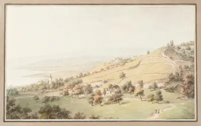 Vy av Lausanne av Johann Ludwig Aberli