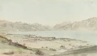 Vy av Vevey av Johann Ludwig Aberli