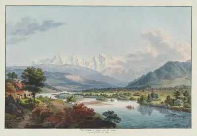 Vûe dessinée à Mouri prés de Berne av Johann Ludwig Aberli