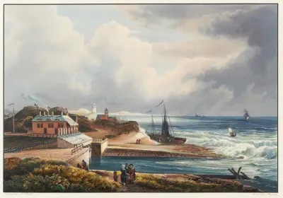 Vue de Katwyk et de l’embochure du Rhin, dans la Mer du Nord av Johann Ludwig Bleuler