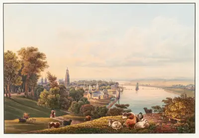 Vy av staden Arnhem av Johann Ludwig Bleuler