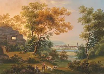 Vy av staden Bern av Johann Ludwig Bleuler