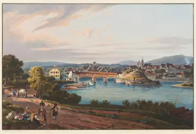 Vy av staden Rheinfelden, kantonen Aargau av Johann Ludwig Bleuler