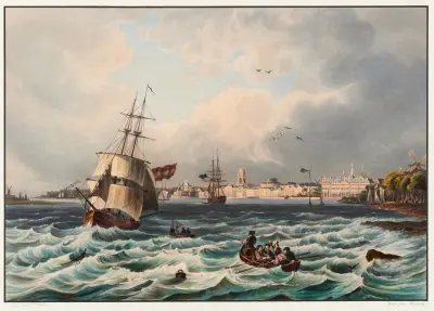 Vy över staden Rotterdam av Johann Ludwig Bleuler