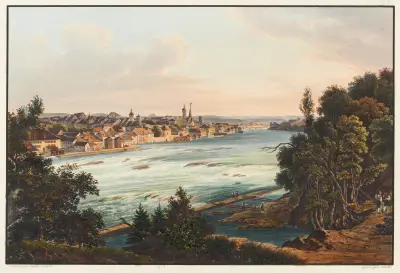Vue de la ville de Schaffhouse prise du Steinholzly av Johann Ludwig Bleuler