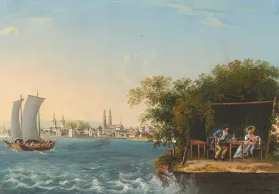Vy av staden Zürich av Johann Ludwig Bleuler