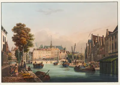 Vue de l’interieur de la ville de Leyden av Johann Ludwig Bleuler
