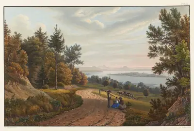Vy över ön Reichenau i Bodensjön av Johann Ludwig Bleuler