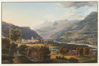 Vy av Ilanz, första staden vid övre Rhens strand av Johann Ludwig Bleuler