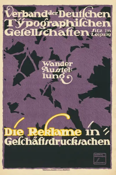 Verband der Deutschen Typographischen Gesellschaften Wanderausstellung Die Reklame in Geschäftsdrucksachen von Ludwig Hohlwein