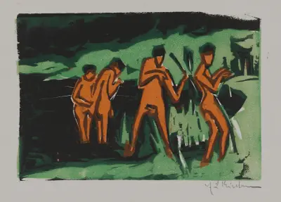 Bathers Tossing Reeds av Ernst Ludwig Kirchner