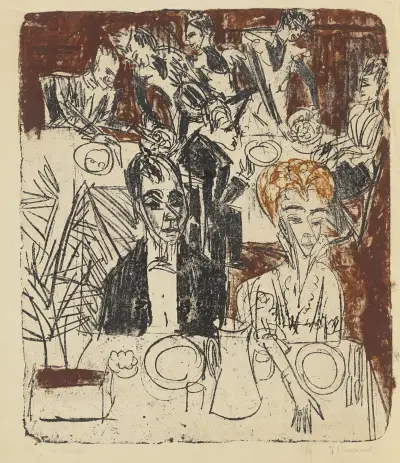 Das Mahl im Sanatorium av Ernst Ludwig Kirchner