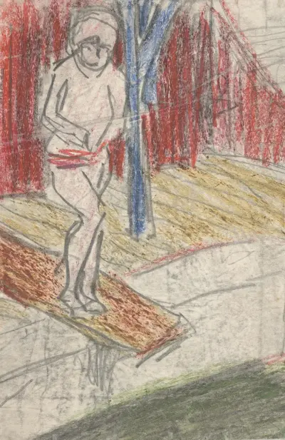 Figure on Diving Board av Ernst Ludwig Kirchner