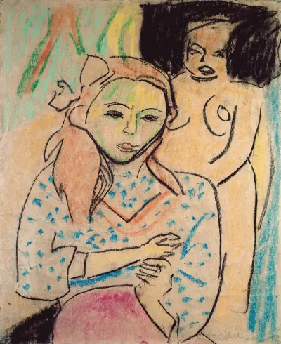 Fränzi in front of a Carved Chair av Ernst Ludwig Kirchner