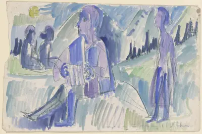 Handorgler in einer Mondnacht av Ernst Ludwig Kirchner