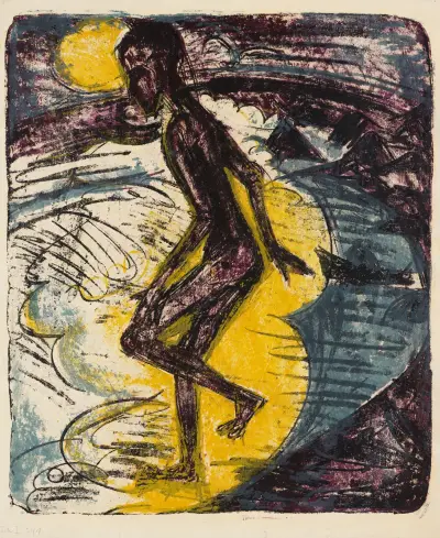 Ins Meer Schreitender (Hans Gewecke) av Ernst Ludwig Kirchner