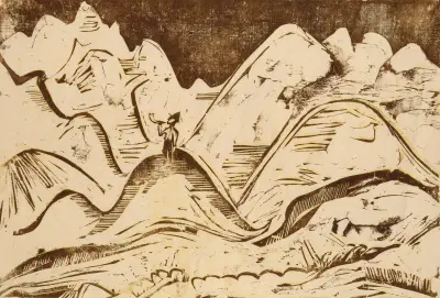 Landschaft mit blasendem Hirten av Ernst Ludwig Kirchner