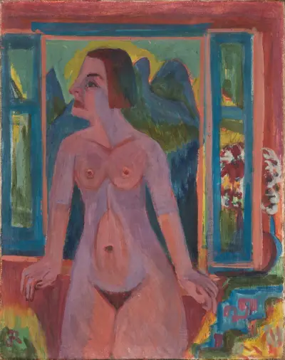 Nude Woman at window av Ernst Ludwig Kirchner