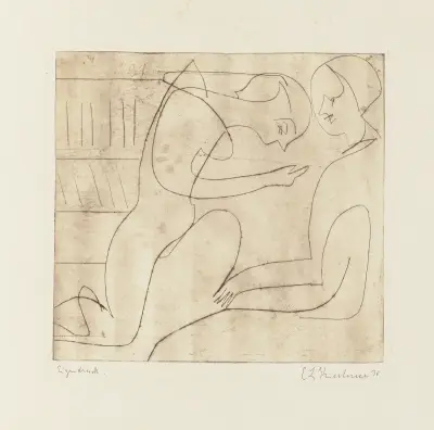 Paar in der Bibliothek av Ernst Ludwig Kirchner